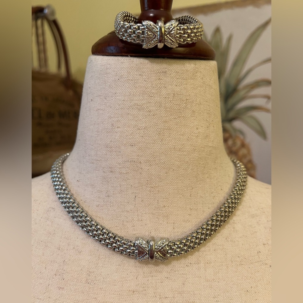 Silver Mesh Necklace and Bracelet Set NWOT - Picture 7 of 7